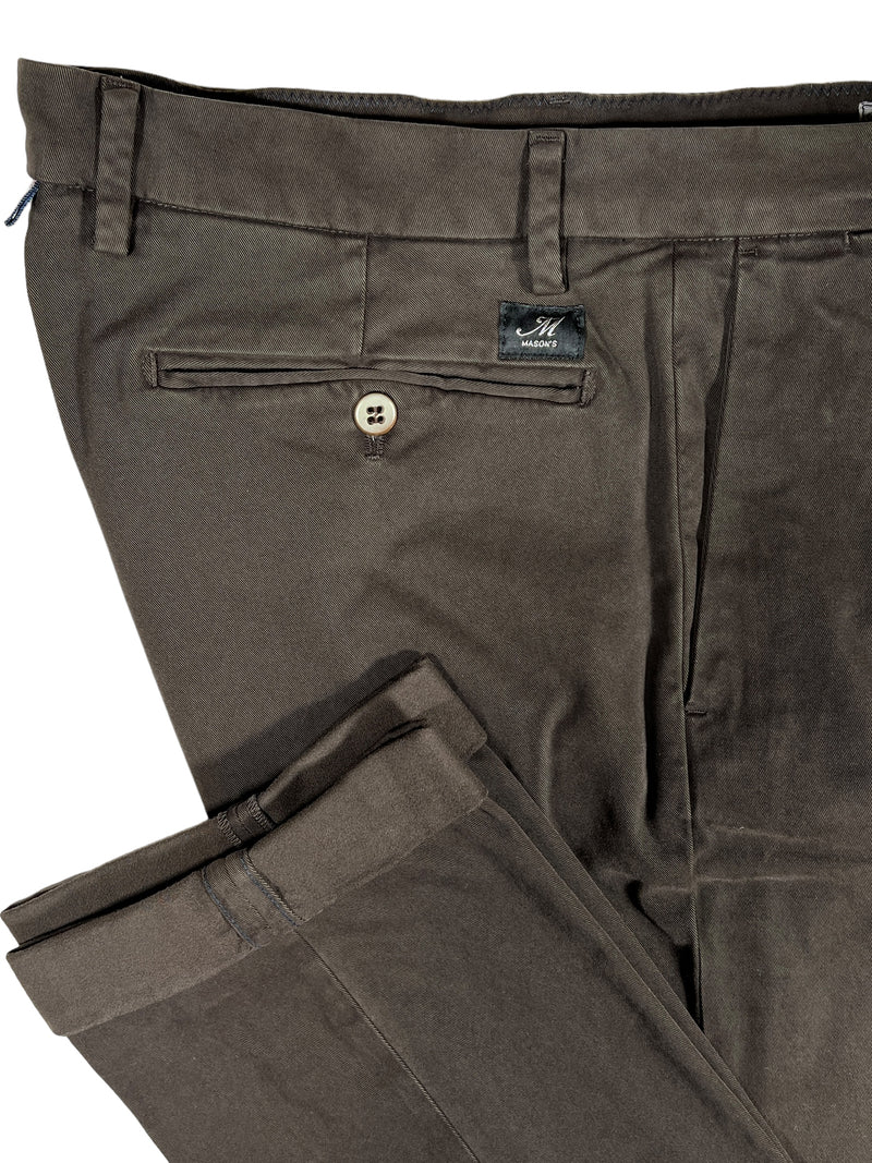 MASON'S SOFT COTTON STRETCH TROUSER - DARK BROWN