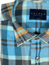 CALDER CARMEL MEN'S PLAID FLANNEL SHIRT - TEAL