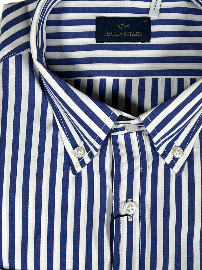 PAUL & SHARK MEN'S SHIRT - NAVY STRIPE