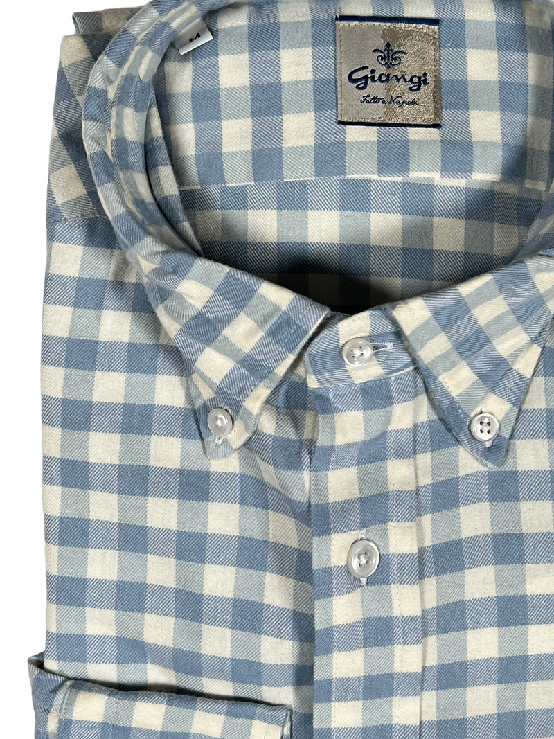 GIANGI NAPOLI MEN'S SHIRT - LIGHT BLUE CHECK