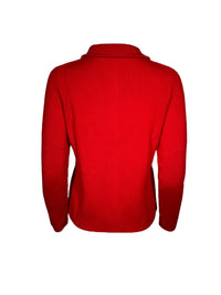 HUBERT GASSER HORIZONTAL RIB CARDIGAN - RED