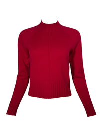 REPEAT CASHMERE RAGLAN MOCK SWEATER - RUBY