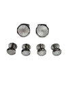 TATEOSSIAN SUNBURST CUFFLINKS AND STUDS SET - WHITE MOTHER OF PEARL AND STAINLESS STEEL