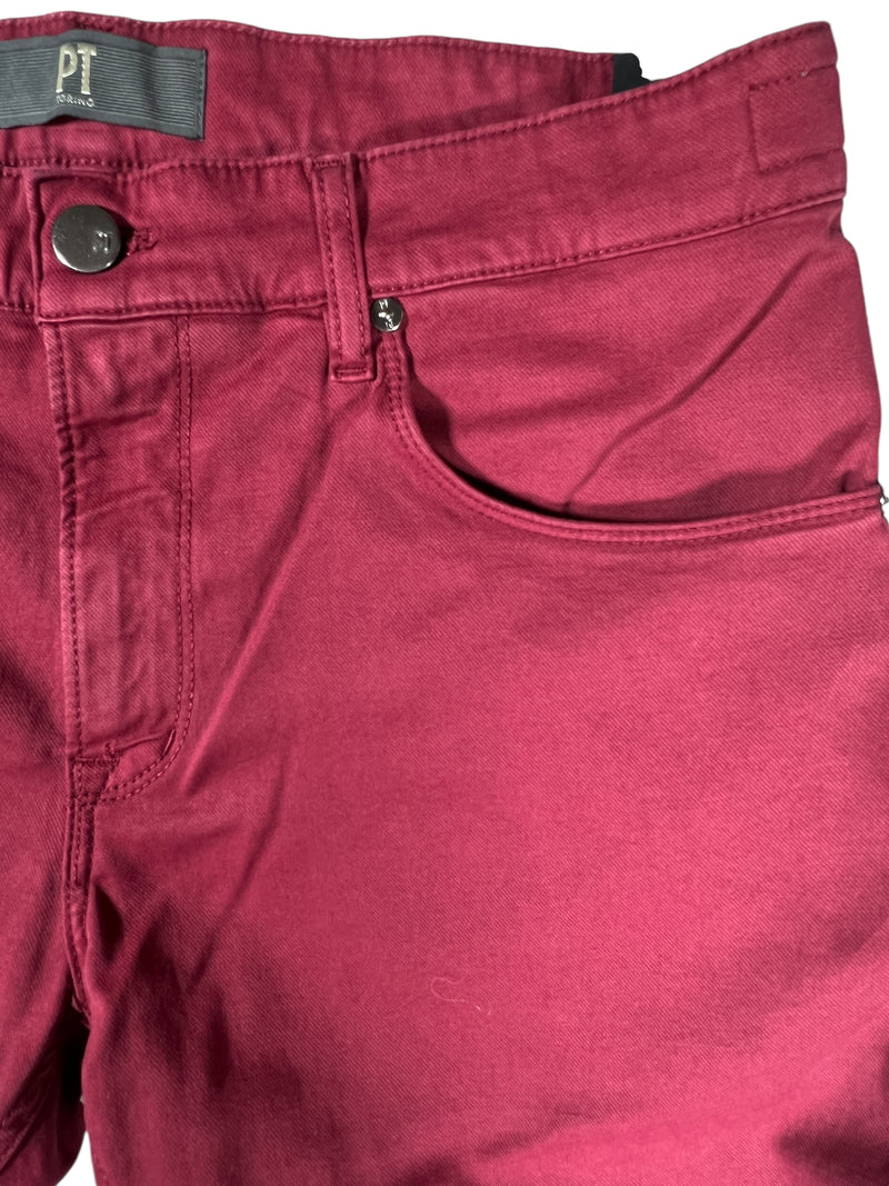 PT TORINO COTTON-CASHMERE STRETCH JEAN - ROSSO SCURO