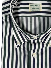 MAZZARELLI STRIPE SPORT SHIRT - NAVY/OLIVE