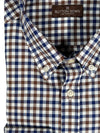 BUTTON DOWN SPORT SHIRT - NAVY/BROWN GINGHAM