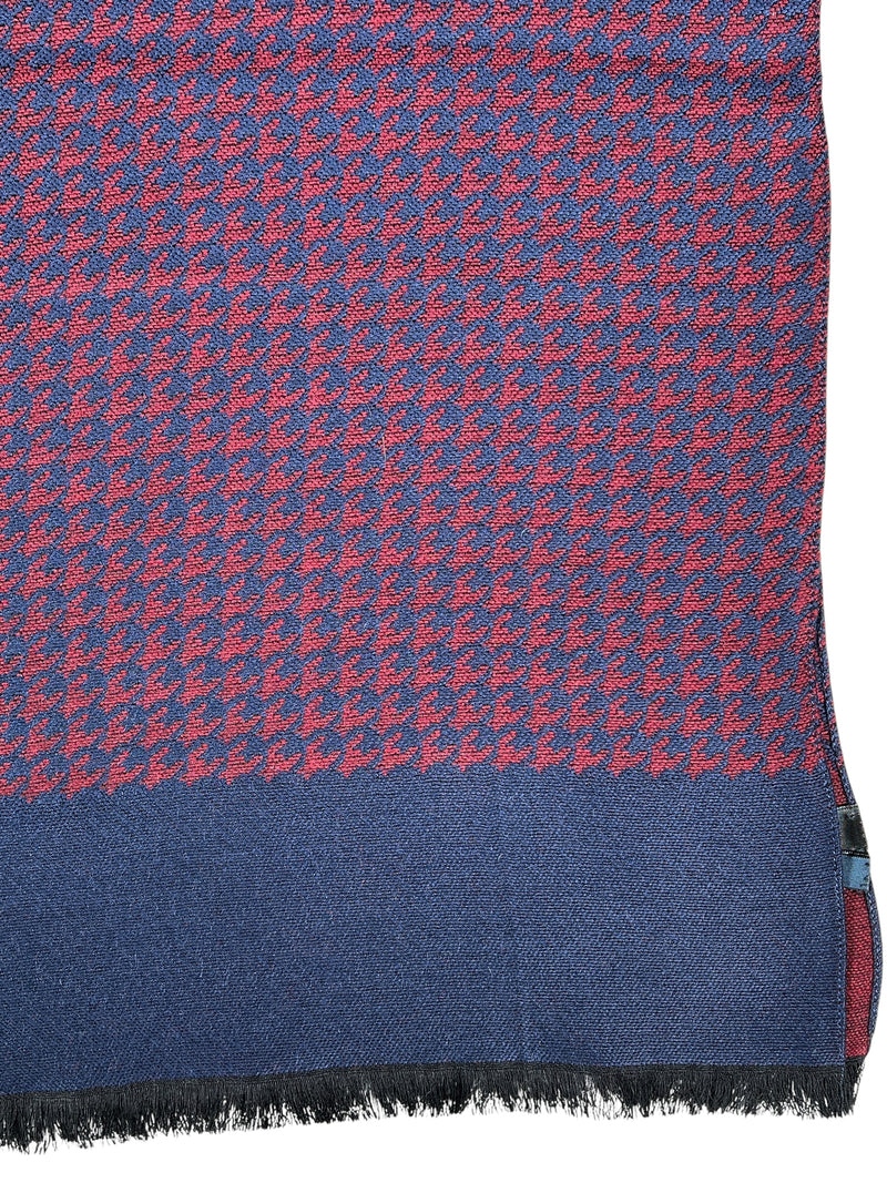 BIGI HOUNDSTOOTH SCARF - NAVY/RED