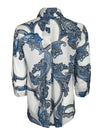 CAMICETTASNOB PAISLEY BLOUSE - BLUE ON WHITE