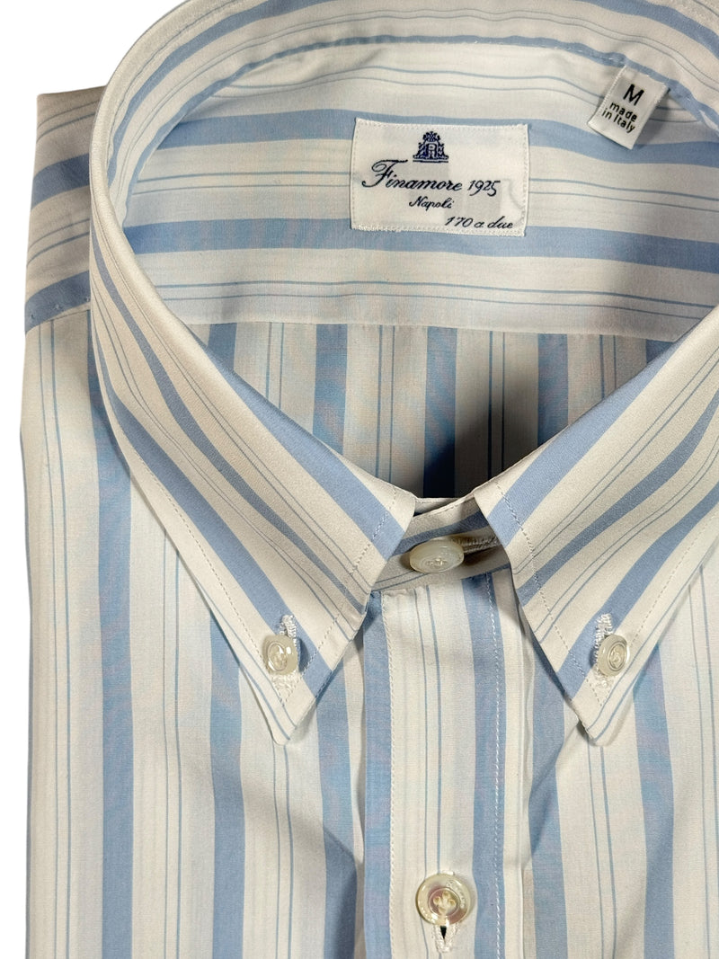 FINAMORE 1925 GIZA POPLIN SHIRT - LIGHT BLUE STRIPE