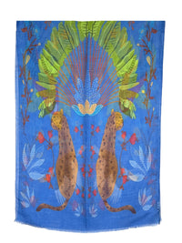 CALABRESE 1924 LINEN & SILK SCARF - BLUE JUNGLE