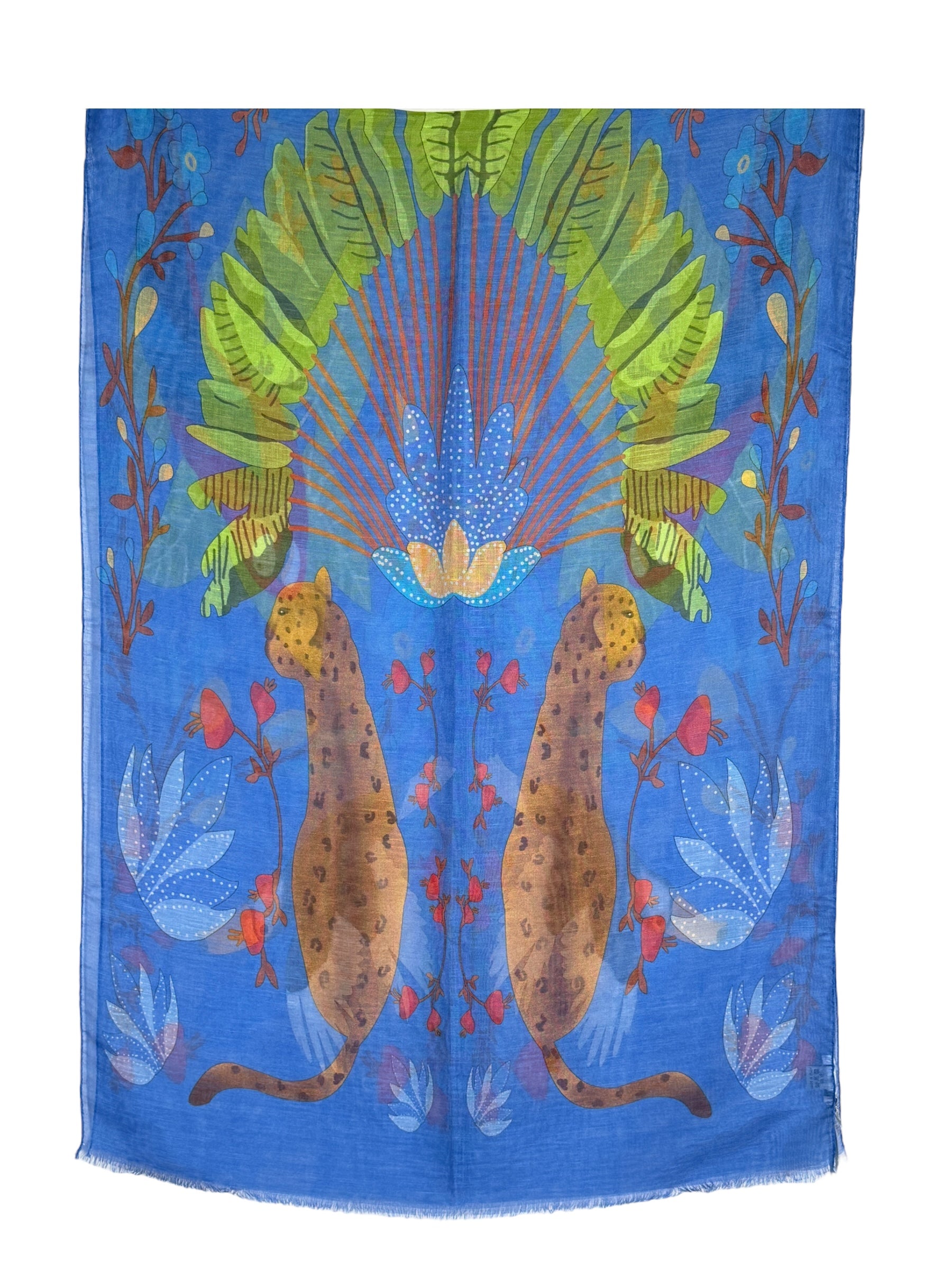 CALABRESE 1924 LINEN & SILK SCARF - BLUE JUNGLE