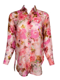 HUBERT GASSER FLORAL BACK SPLIT SHIRT - FUCSIA