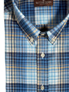 BUTTON DOWN SPORT SHIRT - BLUE & TAN CHECK
