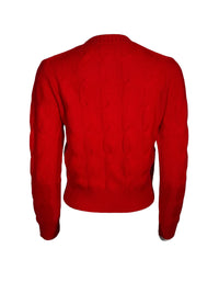 KINROSS LUXE CABLE CREW SWEATER - CRIMSON