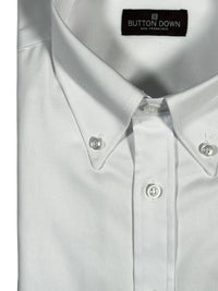 White button-up shirt with collar and buttons, featuring 'Button Down San Francisco' label.