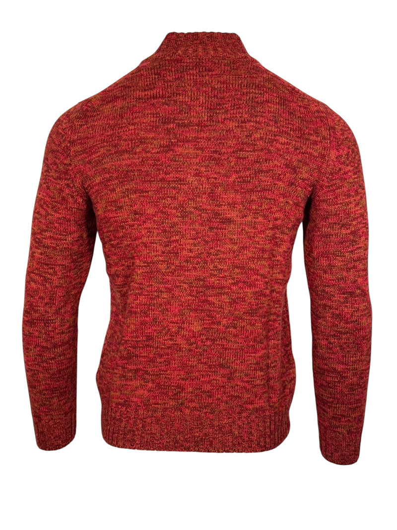 SETTEFILI CASHMERE - 4 PLY QUARTER ZIP MEN'S SWEATER - BURGUNDY/ORANGE MIX
