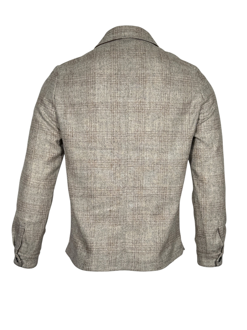 MANTO FERLA ALPACA OVERSHIRT JACKET - GREY & BROWN CHECK