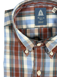 FINAMORE 1925 SHIRT - BURGUNDY/BLUE CHECK