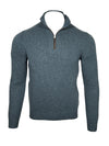 FEDELI CASHMERE TWIST 1/4 ZIP SWEATER - OCEAN BLUE