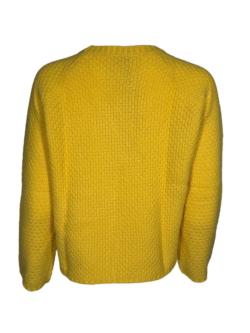ROSSO 35 BASKET STITCH CREW SWEATER - SUNFLOWER