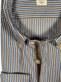 GMF 965 MEN'S SPORT SHIRT - TAN/DENIM STRIPE