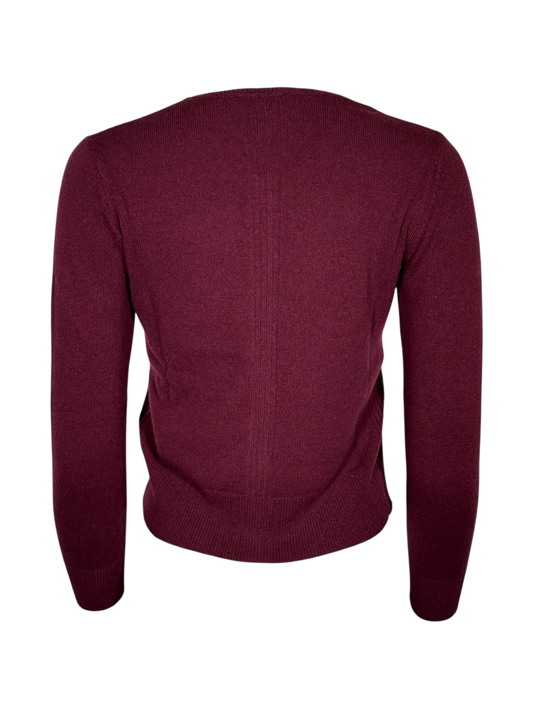 PUROTATTO RIBBED BACK CASHMERE CARDIGAN - BORDEAUX