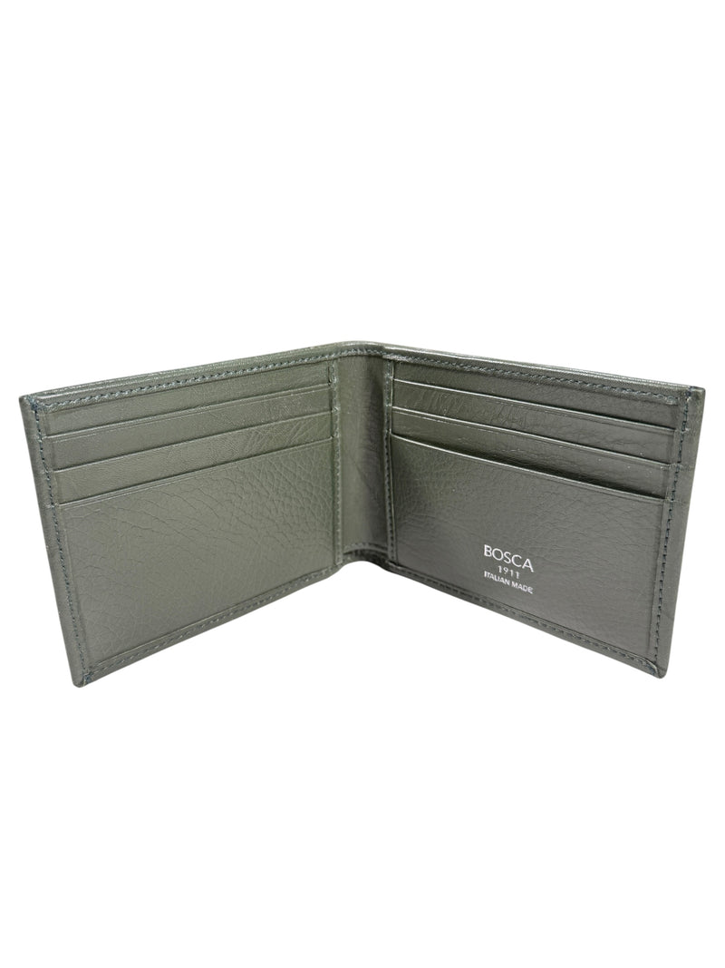 BOSCA 1911 SAFFIANO SMALL BIFOLD WALLET - GREEN