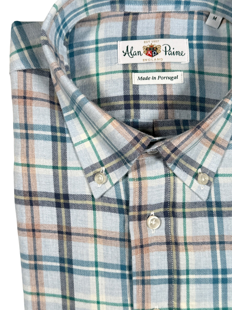 ALAN PAINE CLASSIC FIT SHIRT - LIGHT BLUE/NAVY/TURQUOISE OPEN CHECK