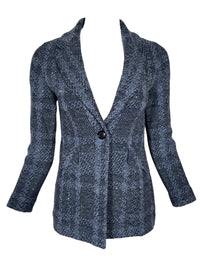 AMINA RUBINACCI PLAID COAT - DENIM MARINO