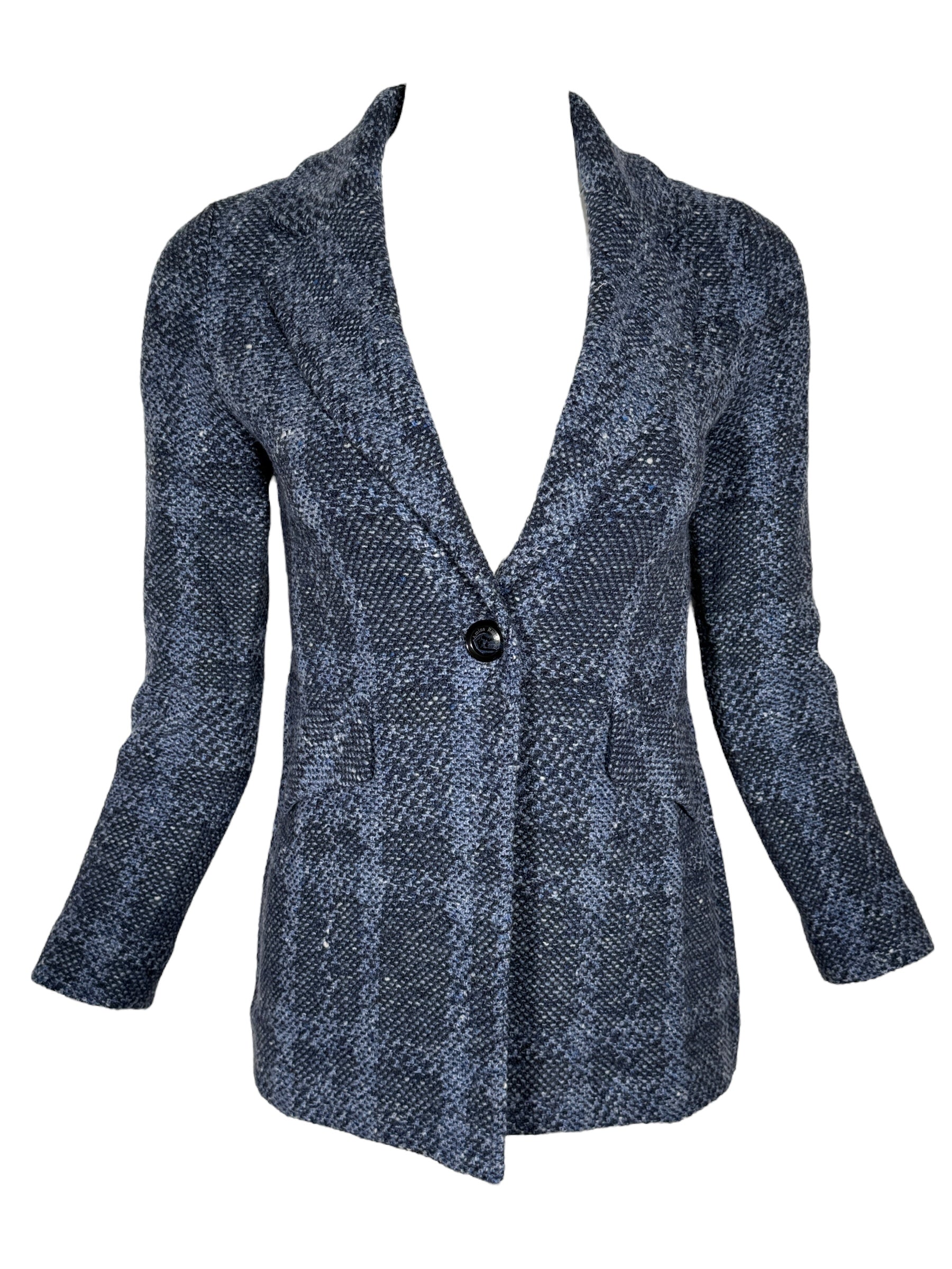 AMINA RUBINACCI PLAID COAT - DENIM MARINO