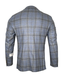 OARS & OLD IVY WOOL/CASHMERE SPORT COAT - LIGHT BLUE/BROWN CHECK