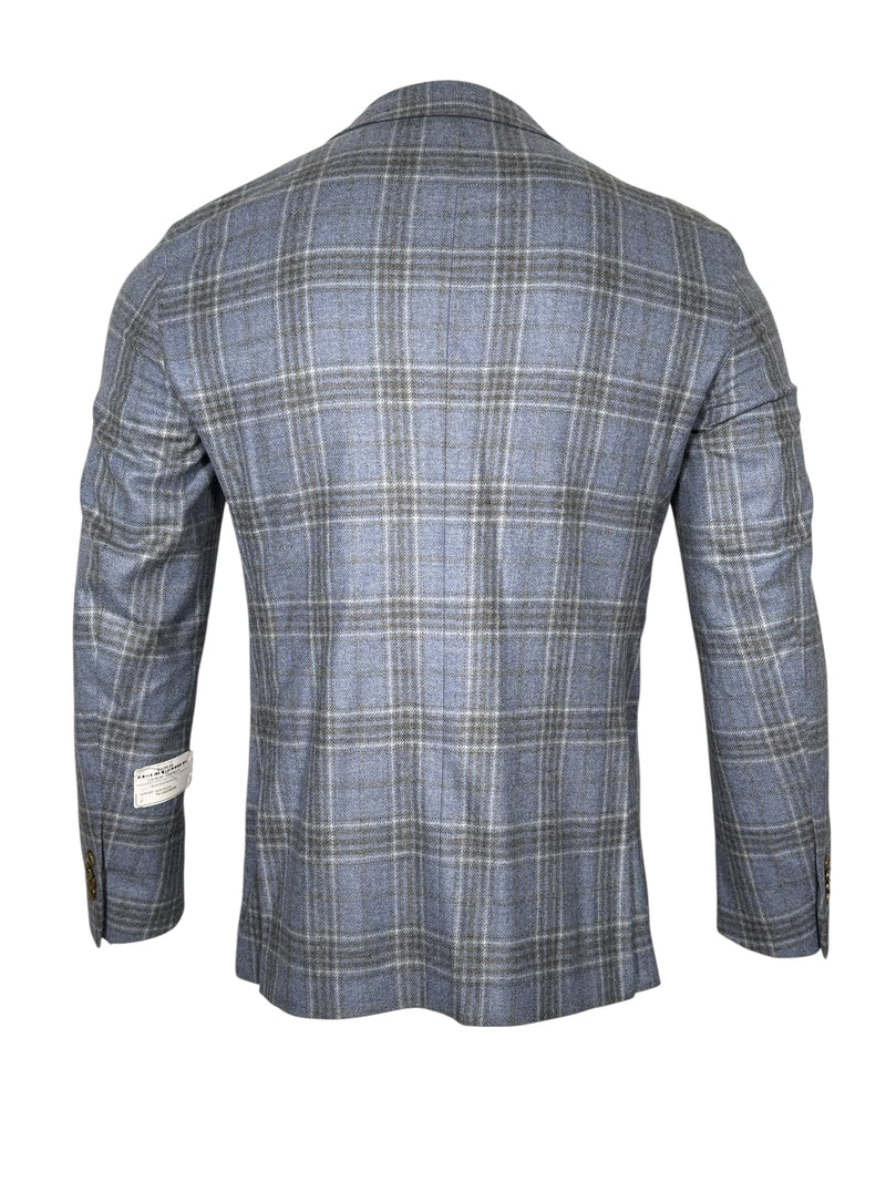 OARS & OLD IVY WOOL/CASHMERE SPORT COAT - LIGHT BLUE/BROWN CHECK