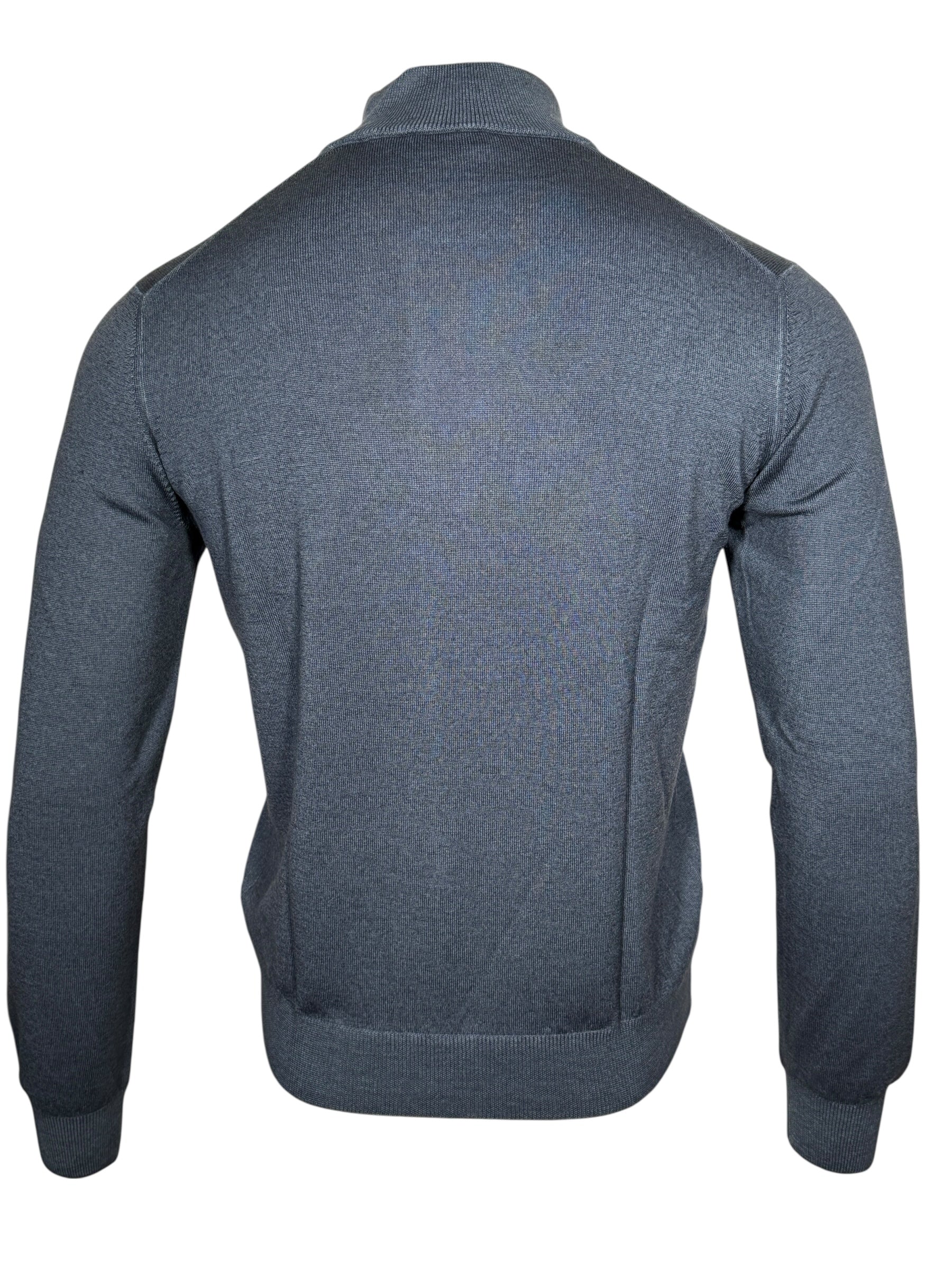 BUTTON DOWN VINTAGE 1/4 ZIP SWEATER - DARK DENIM