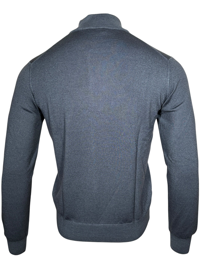 BUTTON DOWN VINTAGE 1/4 ZIP SWEATER - DARK DENIM
