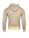 FRADI HONEYCOMB STITCH FULL ZIP HOODED SWEATER - MILK/GREY