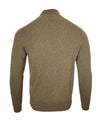 FIORONI CASHMERE MEN'S SUEDE TRIM RIBBED 1/4 ZIP SWEATER - BORNEO