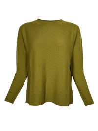 HUBERT GASSER MERINO ROUND NECK SWEATER - MOSS
