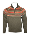ALAN PAINE HOLMSTON 1/4 ZIP FAIRISLE SWEATER - MOORLAND