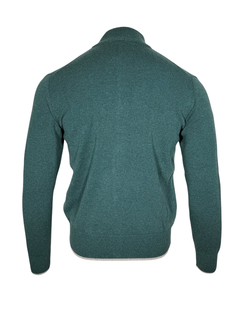 ADESI CASHMERE MEN'S TIPPED FULL ZIP SWEATER - DRAGO/CITY