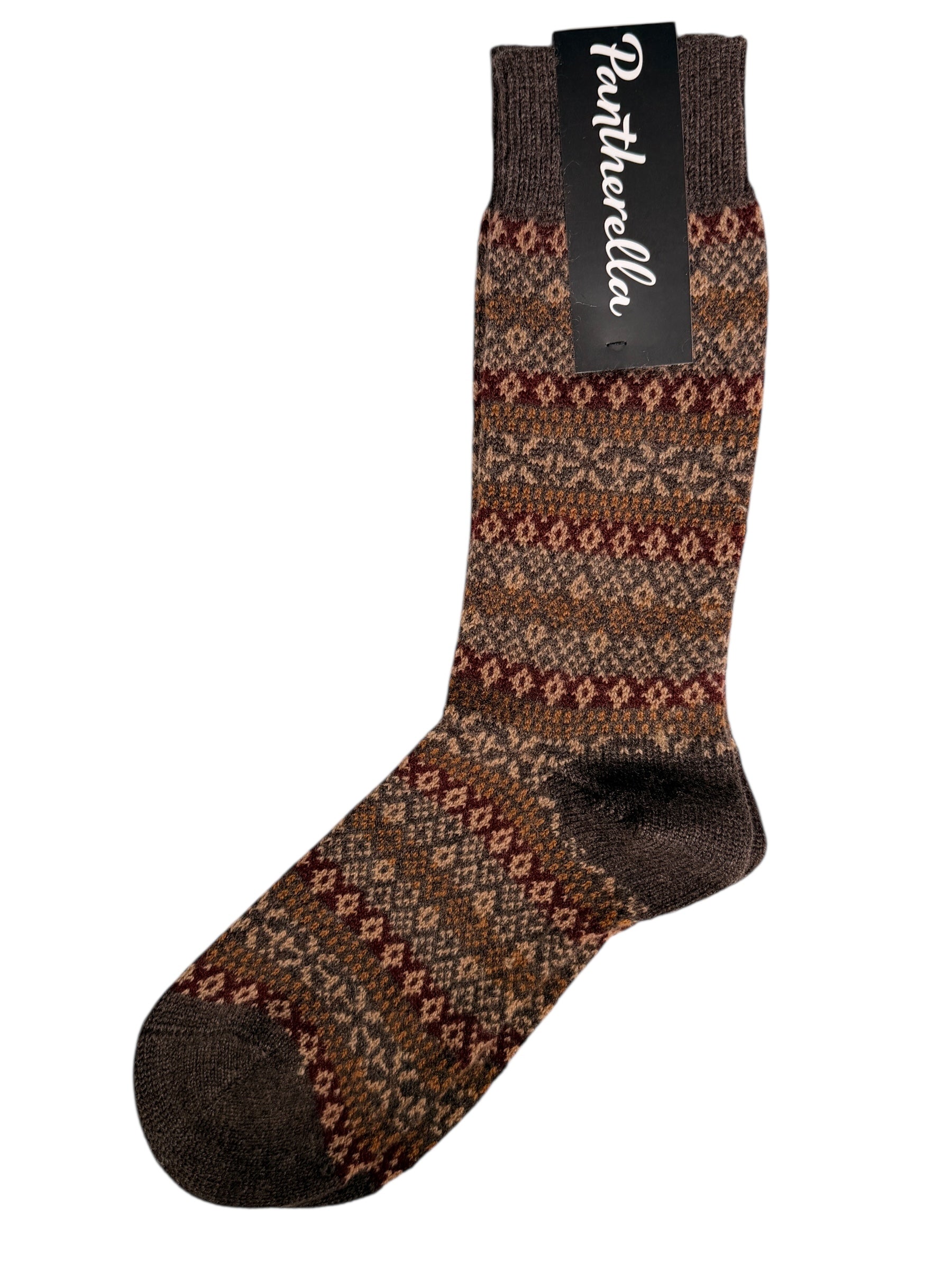 PANTHERELLA SHERBORNE MEN'S CASHMERE SOCK - DARK BROWN MIX