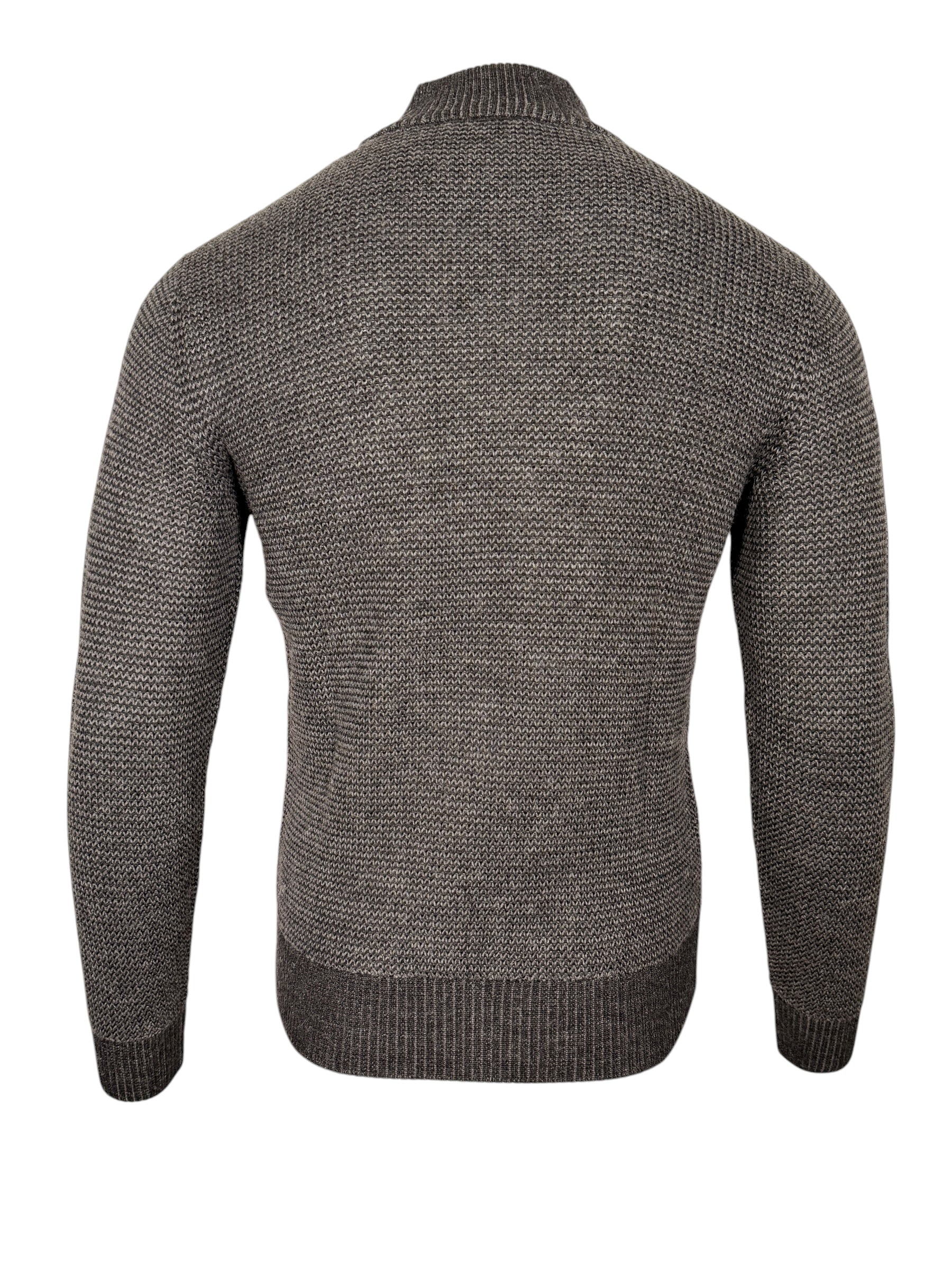 PERU UNLIMITED 1/4 ZIP HOUNDSTOOTH SWEATER - BLACK/GREY