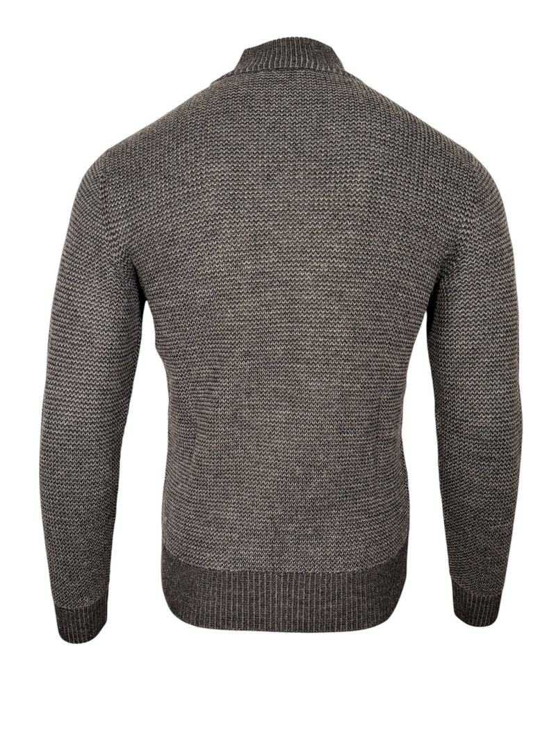 PERU UNLIMITED 1/4 ZIP HOUNDSTOOTH SWEATER - BLACK/GREY
