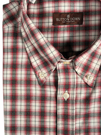 BUTTON DOWN SPORT SHIRT - RASPBERRY/GREY PLAID