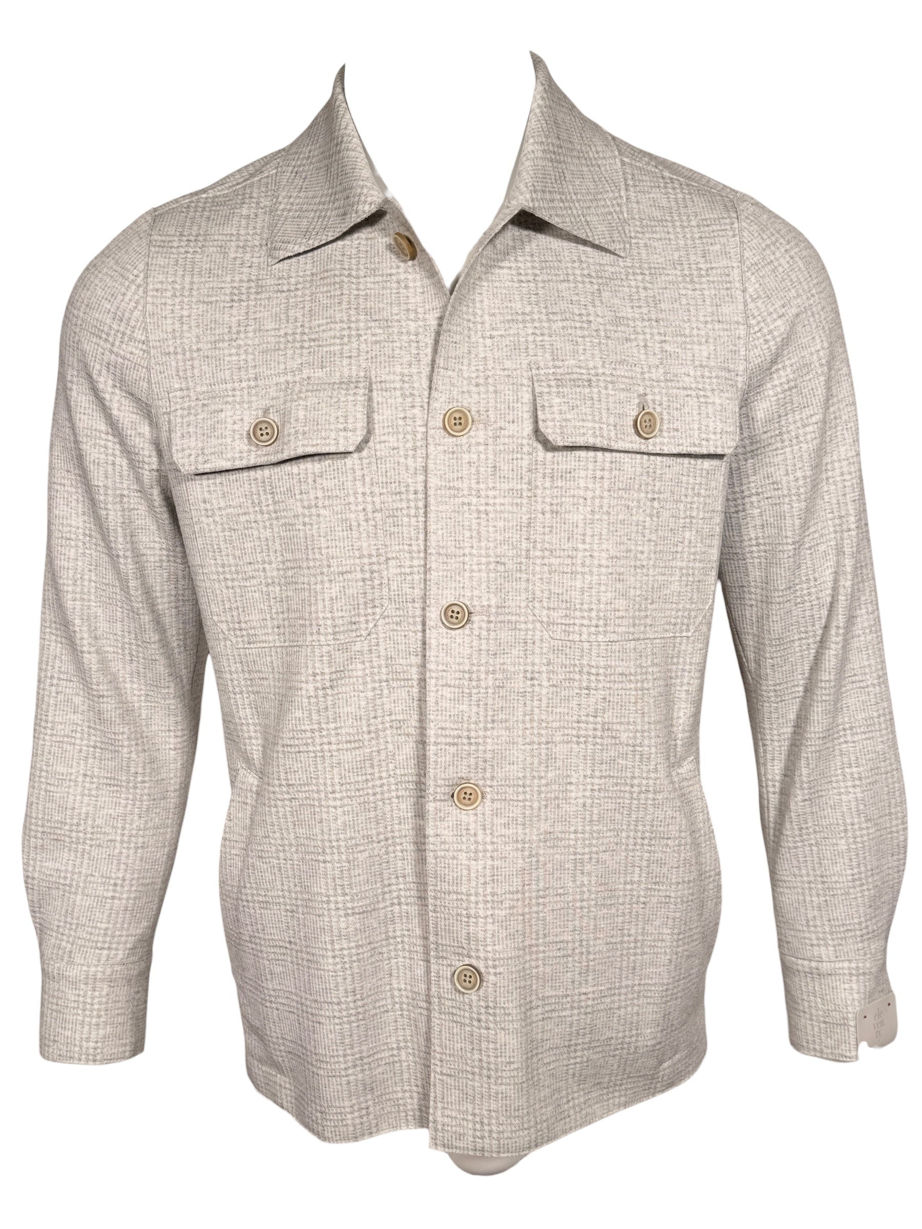ELEVENTY MEN'S TECH SHIRT JACKET - MELANGE LIGHT GREY