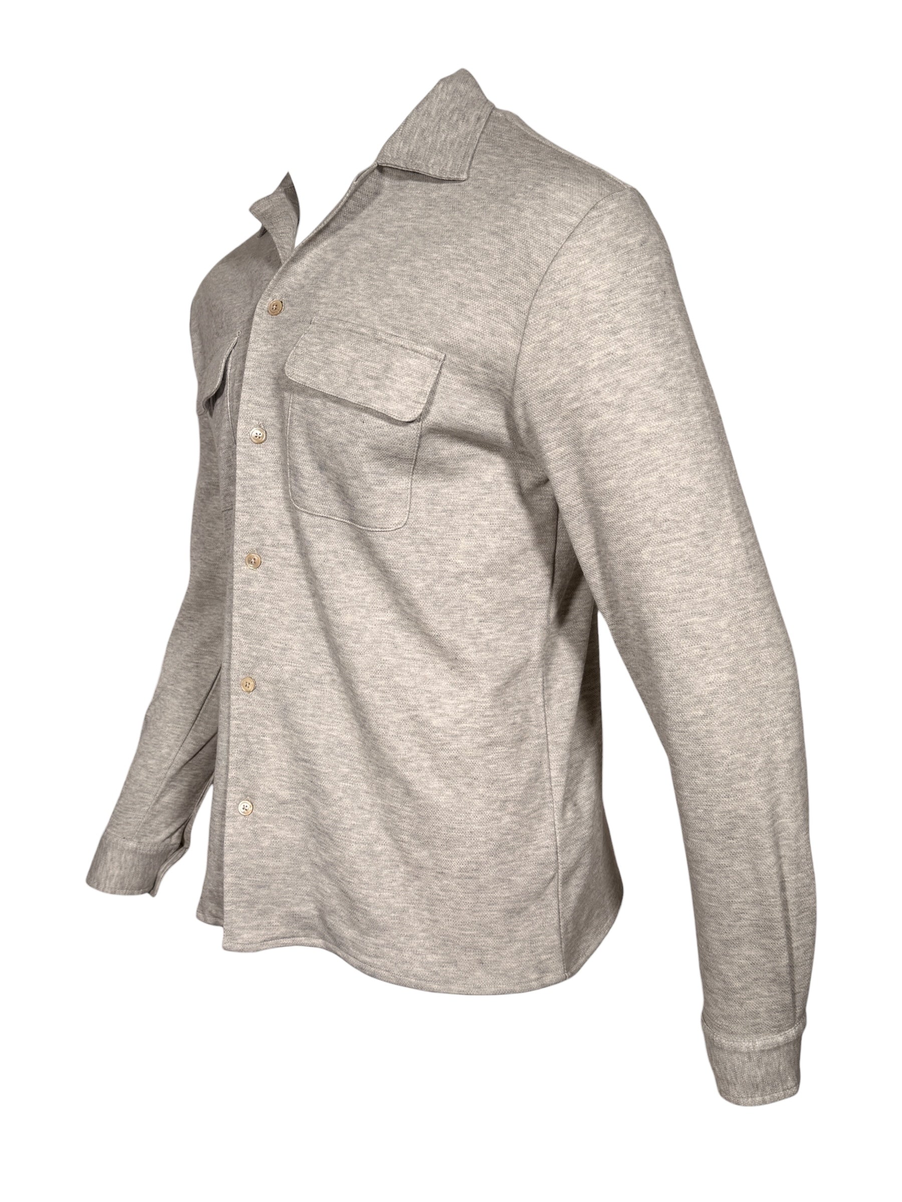 ELEVENTY MEN'S COTTON JERSEY OVERSHIRT - MELANGE LIGHT GREY