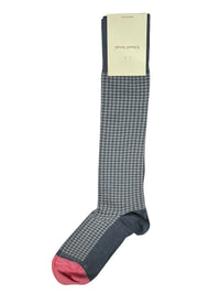 EDWARD ARMAH MEN'S SOCK - COOL GREY/PINK HOUNDSTOOTH