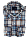 CALDER CARMEL MEN'S PLAID FLANNEL SHIRT - NAVY/BROWN