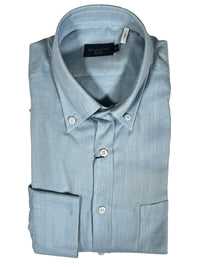 PAUL & SHARK MEN'S SHIRT - LIGHT BLUE HERRINGBONE