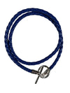 SPIVEY MEN'S BRAIDED LEATHER BRACELET - COBALT WITH STERLING