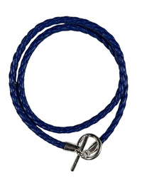 SPIVEY MEN'S BRAIDED LEATHER BRACELET - COBALT WITH STERLING